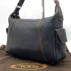 【美品】トッズ サイドポーチ付き セミショルダーバッグ ネイビー レザー