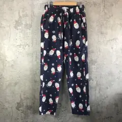 Y5544古着　柄パンツ　パジャマパンツ　紺　90s Y2K