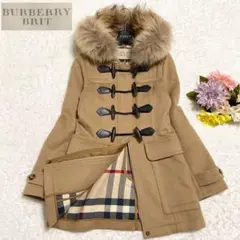美品 BURBERRY BRIT ダッフルコート ジップアップ ラクーンファー