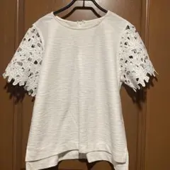 メイソングレイ　オフホワイト レース袖の半袖チュニック