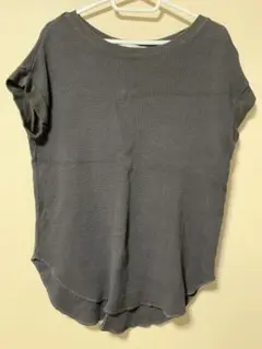 グレー ワッフル生地 半袖Tシャツ