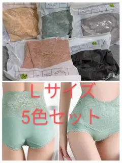 ハイウエストコットンパンツ Lサイズ 5色セット レースショーツ　下着　ショーツ