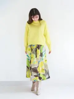 【極美品】ボールジィ　ダブルフラワープリント ランダムタックフレアスカート