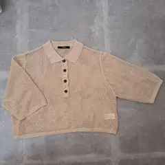 ポロシャツ　ポロニット　トップス　ニット　メッシュ　中古