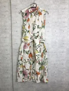 ZARA WOMAN レトロ リゾート コロニアル 花柄 ノースリーブワンピース
