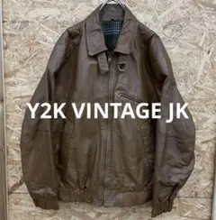 90s 00s Y2K 本革 カウスキン レザージャケット ブルゾン ブラウン