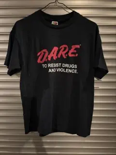 90s 00s D.A.R.E. Tシャツ L フェード 黒 DARE 薬物