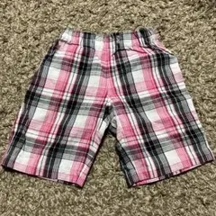 skip landピンク黒チェック ハーフパンツ　100