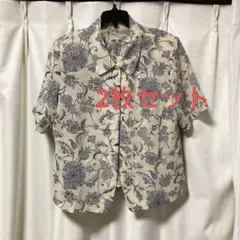 バンベール花柄 半袖シャツ タンクトップセット　アンサンブル