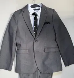 【キッズ、卒業式、面接】キッズ グレー スーツ セット ネクタイ付き