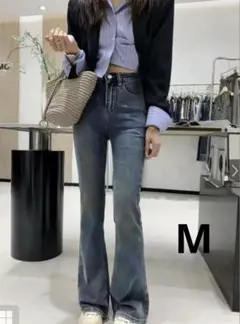 GRL　フレアデニムパンツ Mサイズ ブルー　グレイル　at2201