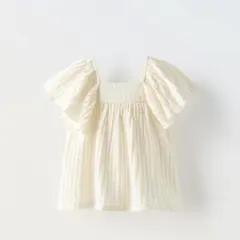 ZARA ベビー 新品 フリルテクスチャーオーバーサイズブラウス 116