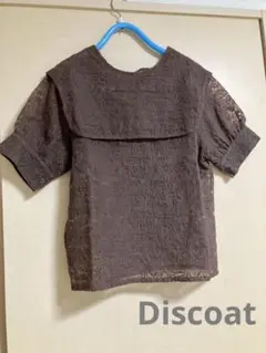 美品　Discoat 襟付き　レース　半袖ブラウス