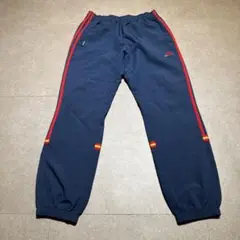 Adidas トラックパンツ　ジャージ　紺　ネイビー　赤　L