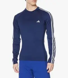 Adidas TechFit 3-Stripes ロングスリーブ L ネイビー