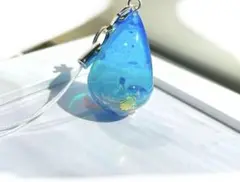 しずく 海 青 レジンキーホルダー レジンチャーム レジン