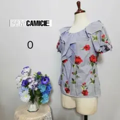 ナラカミーチェ　極上美品　コットン100%　刺繍　花柄　半袖ブラウス