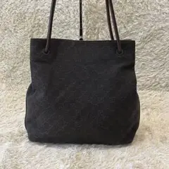 グッチ GUCCI トートバッグ ハンドバック GG柄 ブラウン 布 レザー