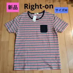 新品　Right-on ライトオン Tシャツ メンズ ボーダー 赤 黒　 M