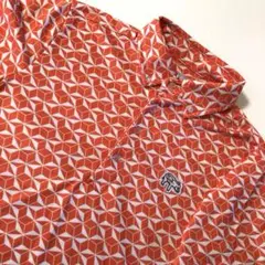 efficace homme パターン柄 ポロシャツ 半袖 オレンジ 1