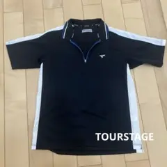 TOURSTAGE ツアーステージ　ハーフジップアップシャツ　ブラック　L