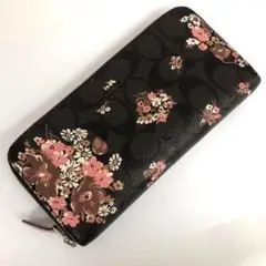 コーチ☆ラウンドファスナー長財布 フラワー