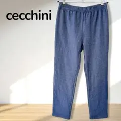 【ベルーナcecchini】デニム風スウェットパンツ　裏起毛　青系　 L