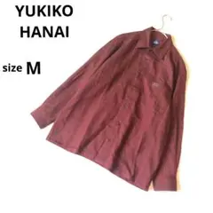 美品　ユキコハナイ　長袖シャツM　ウール　カシミヤ混　赤系　ベトナム製