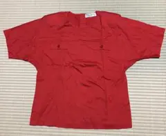 赤いポケット付きシャツ　綿100