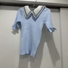 【ZOZO限定】ラインレース襟付きリブニットトップス