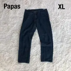 PapasパパスデニムパンツXL　コットンリネンインディゴ