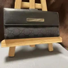 ★美品★GUCCI グッチ 二つ折り財布 レザー GGキャンバス ブラック