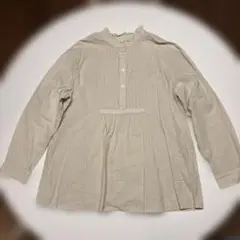 studio CLIP フリル襟ベージュシャツ　L