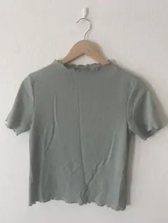 GU リブ素材 グリーン Tシャツ Mサイズ