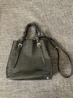 【最終販売】ZARA クロコ　バッグ　ブラック
