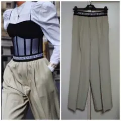 CELINE 2018aw ロゴ ワイドパンツ ベージュ