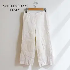 マルレネダムイタリー【40】ワイドパンツ 麻100 リネン　ナチュラル b136