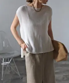 Bonjour Saganメッシュフレンチスリーブニット