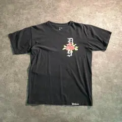 【ヴィンテージ】バラ プリントTシャツ 黒 古着used モード SM50