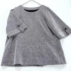 a900【美品】一宮繊維　5分袖チュニック　M～L　グレー　やわらか　厚手