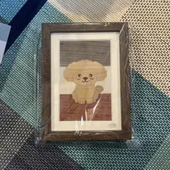 浅野 慶太 木象嵌（もくぞうがん）木画　トイプードル　額サイズ約15×20cm