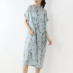 スーパーハッカフィーユ ロングワンピース 花柄 フリル 大きい ゆったり はおり