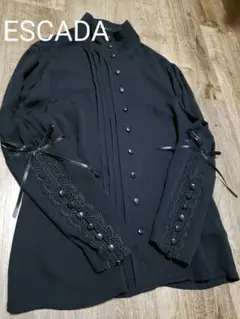 ESCADA エスカーダ ドレスシャツ リボン レース プリーツ