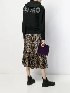 KENZO ケンゾー グリッターロゴ ジップアップパーカー スウェット ブラック