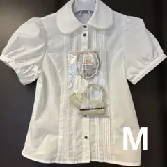【新品】くる実しまむらコラボ/ホワイトフリル襟パフスリーブブラウス