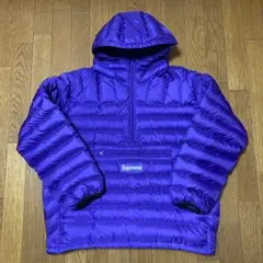 micro down half zip hooded pullover