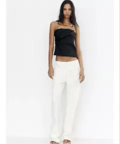 ZARA ザラ　ストレッチバンドゥトップス　ブラックS