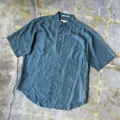 90S USA PERRY ELLIS オーバーサイズ シルクシャツ グリーン