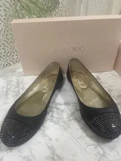 JIMMY CHOO ジミーチュウ グリッター フラットシューズ 35 22