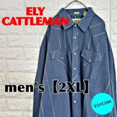 V723【ELY CATTLEMAN】長袖ボタンシャツ【メンズ3XL】チェック柄